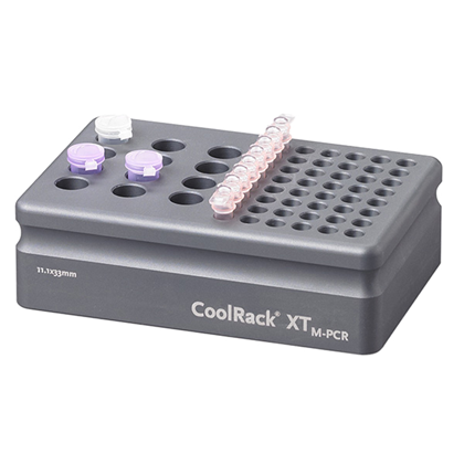 BCS-523 | CoolRack XT M-PCR Thermoconductive Tube Rack for Microcentrifuge Tubes Plus Strip Wells | With Strip and Tubes