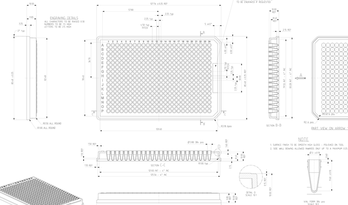 FrameStar® 384 Well Skirted PCR Plate, Roche Style Technical Drawing