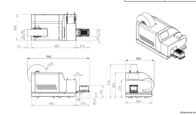 Automated Individual Access Roll Heat Sealer Technical Drawing