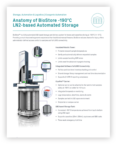 Anatomy of BioStore™ -190°C LN2-Based Automated Storage System