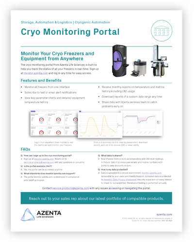 Cryo Monitoring Portal Flyer