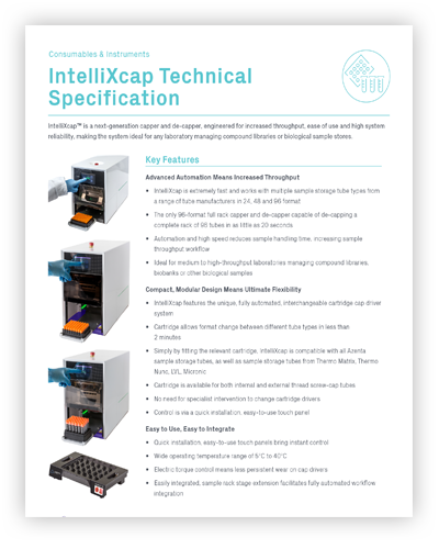 IntelliXcap™ Automated Screw Cap Decapper/Recapper Technical Specs