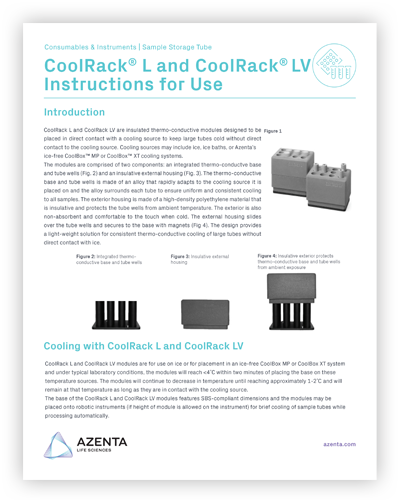 CoolRack™ L & CoolRack™ LV Thermoconductive Tube Rack, Insulative Exterior Instructions for Use