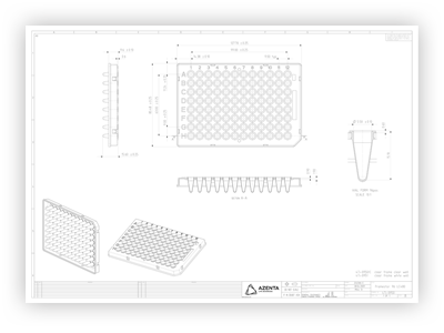 FrameStar 96 Well Semi-Skirted PCR Plate, Roche Style Technical Drawing